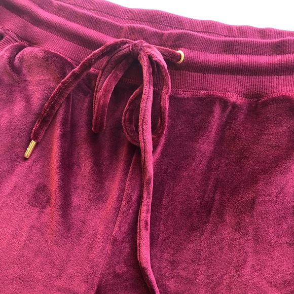 Michael Kors Burgundy Velvet Drawstring Sweatpants Women’s Size L Elastic Waist - Picture 16 of 16